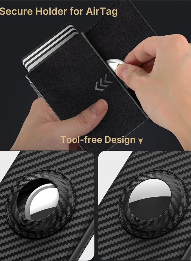 Mens Wallet Card Holder for AirTag, Smart Magnetic leather wallet for Apple Air Tag, Mens Wallet with RFID Blocking, Slim, Carbon Fiber Texture, 9-14 Card Capacity | ID Window | Cash Slot  - Image 2