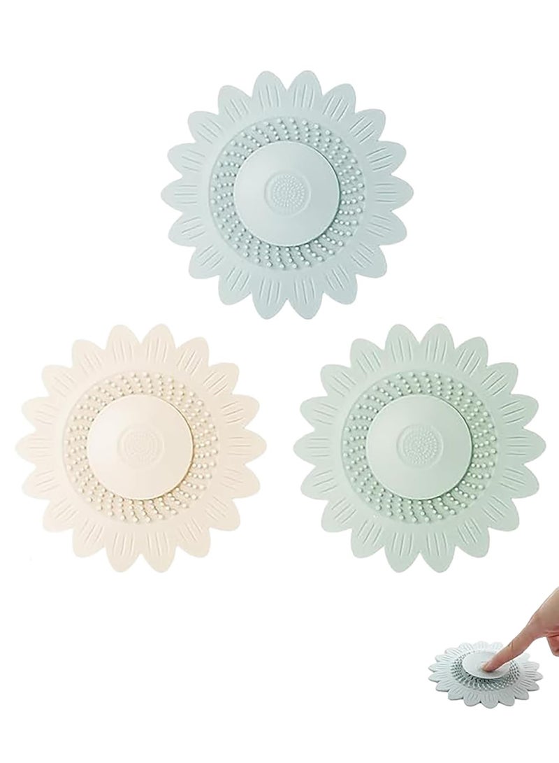 Shower Drain Stopper - Silicone Bathtub Drain Strainers, Hair Trap Hair Catcher Bathtub Drain Stopper Protectors Cover Easy to Install and Clean Suit for Bathroom Bathtub and Kitchen 3 Pack - Image 1