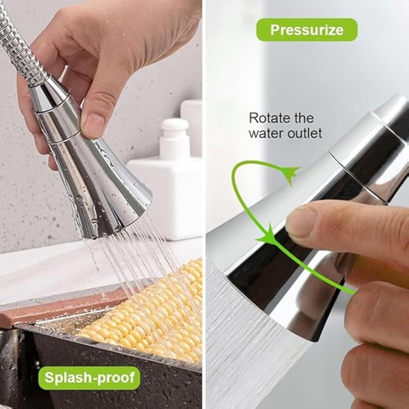 GJROAD Faucet E 12cm ABS 360 Degree Revolution Health Faucet Double Mode Water Saving Faucet Expander Silver Chrome Finish Pack of 1 Long - Image 3