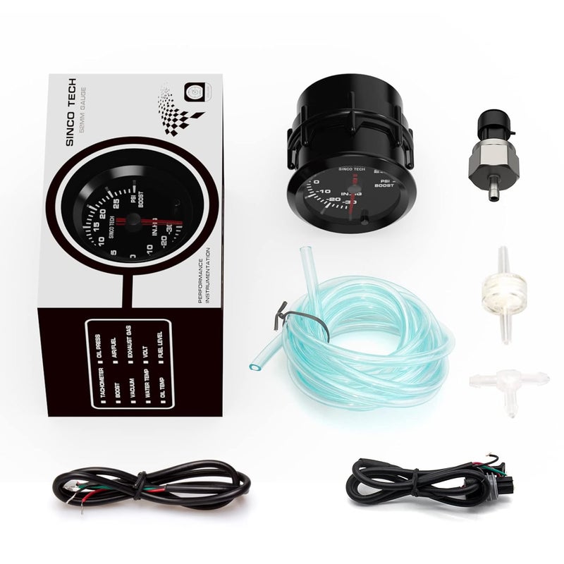 SINCO TECH 7 Color Gauge Kit 2" 52mm Boost Gauge with Sensor - Image 5