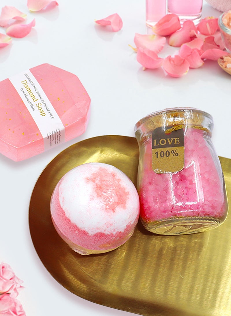 Arabest Valentine Gifts for Her Luxury Rose Spa Basket,8-in-1 Care Package with 12oz Pink Egg Cup, Bath Salts, Diamond Soap, Soy Candle, Eid Gifts for Women Sister - Halal Beauty Gifts Set (Saudi Approved) - Image 3