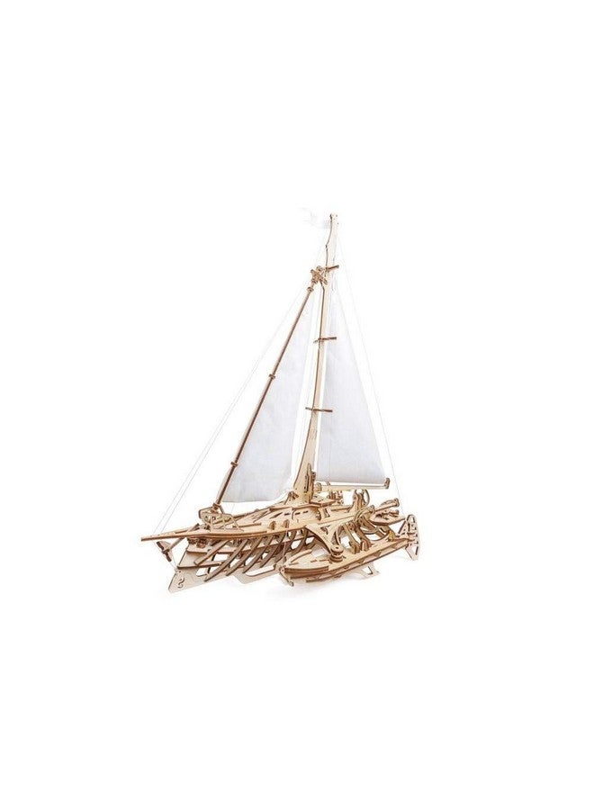 UGears Trimaran Merihobus 3D Puzzle Ship | Antique Home Decor Ship 3D Wooden Puzzles for Adults | STEM Learning DIY Kits for Adults | Antique Wooden Sailing Projects | Decorative Ship for Living Room - Image 2