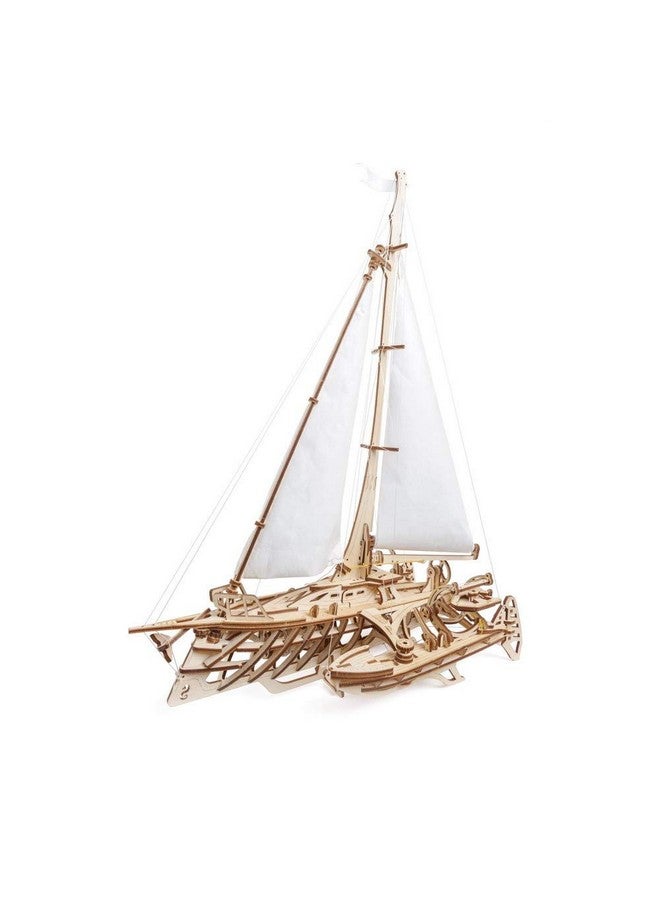 UGears Trimaran Merihobus 3D Puzzle Ship | Antique Home Decor Ship 3D Wooden Puzzles for Adults | STEM Learning DIY Kits for Adults | Antique Wooden Sailing Projects | Decorative Ship for Living Room - Image 1