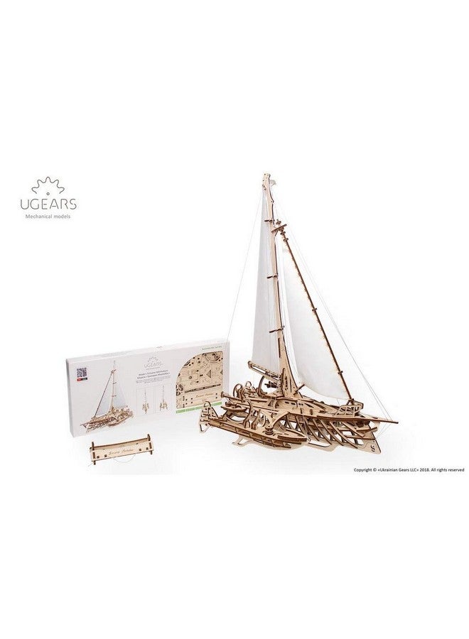 UGears Trimaran Merihobus 3D Puzzle Ship | Antique Home Decor Ship 3D Wooden Puzzles for Adults | STEM Learning DIY Kits for Adults | Antique Wooden Sailing Projects | Decorative Ship for Living Room - Image 4