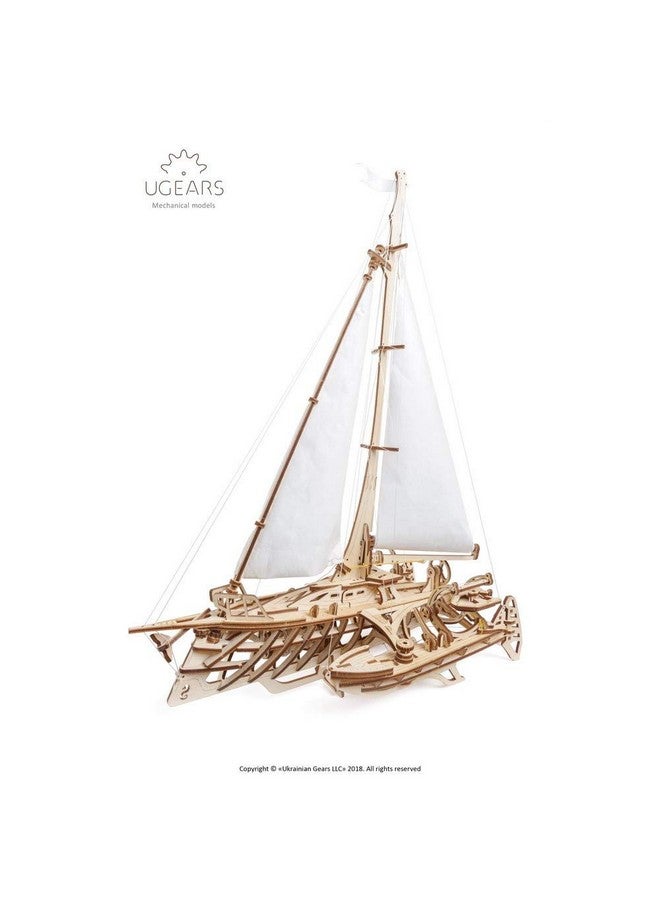 UGears Trimaran Merihobus 3D Puzzle Ship | Antique Home Decor Ship 3D Wooden Puzzles for Adults | STEM Learning DIY Kits for Adults | Antique Wooden Sailing Projects | Decorative Ship for Living Room - Image 3