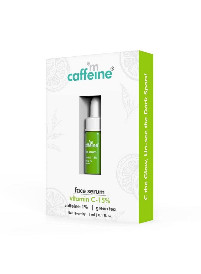 MCaffeine 15% Vitamin C Face Serum For Glowing Skin With Green Tea & 1% Caffeine Reduces Dark Spots & Pigmentation Revives Dull Skin & Protects Against Sun Damage Serum For Men & Women 3Ml - Image 1