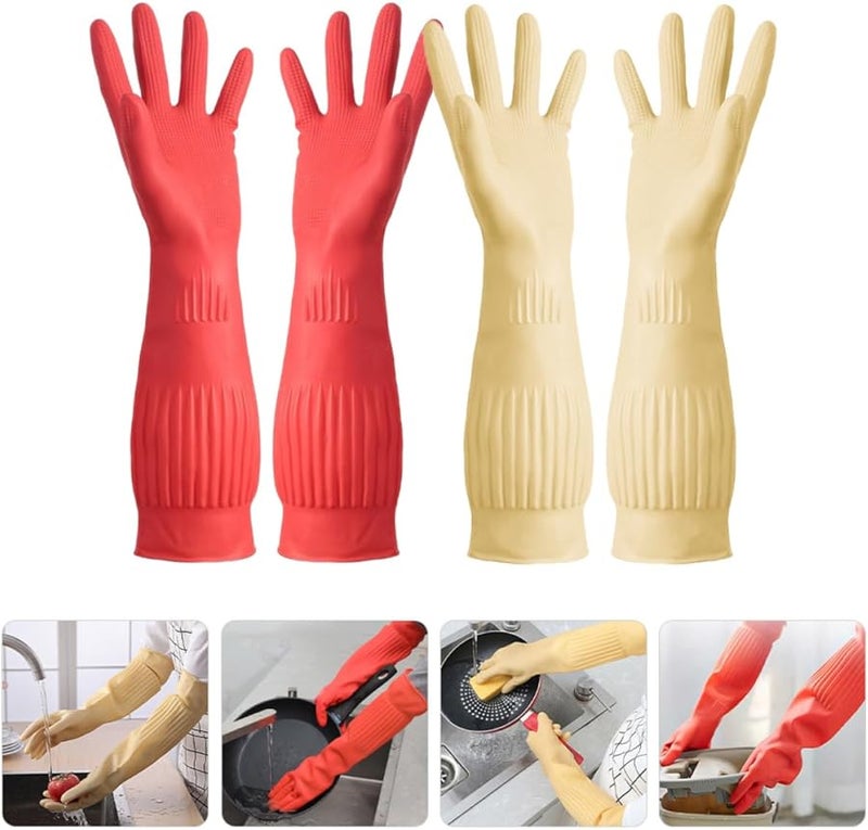 Extra Long Thick Reusable Latex Dishwashing Gloves Oil Stain Resistant Kitchen Cleaning Gloves - Image 4