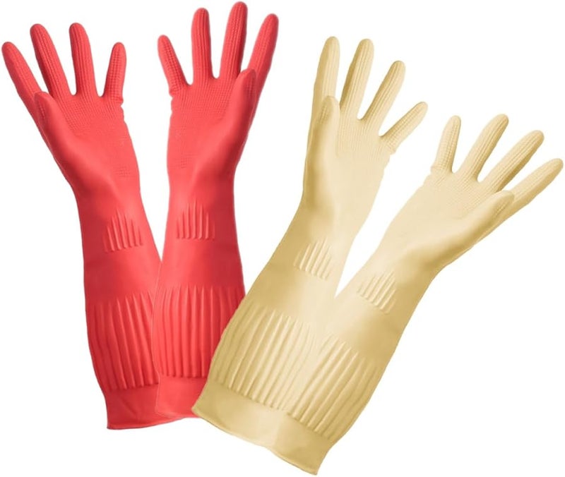 Extra Long Thick Reusable Latex Dishwashing Gloves Oil Stain Resistant Kitchen Cleaning Gloves - Image 1