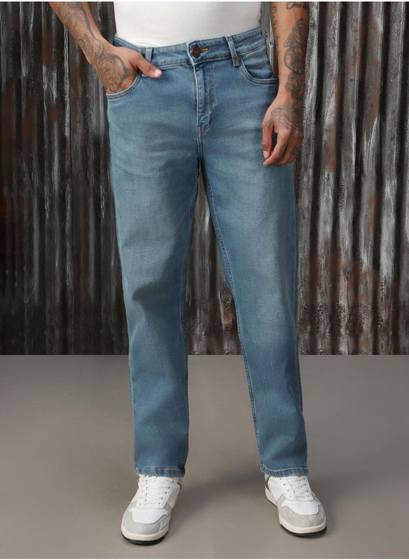 HIGH STAR - Men's Indigo 100% Cotton Distressed Jeans - Image 1