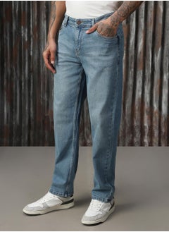 HIGH STAR Men's Indigo 100% Cotton Distressed Jeans  - Image 2