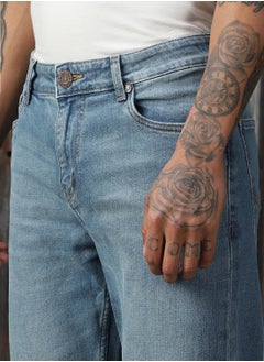 HIGH STAR Men's Indigo 100% Cotton Distressed Jeans  - Image 4