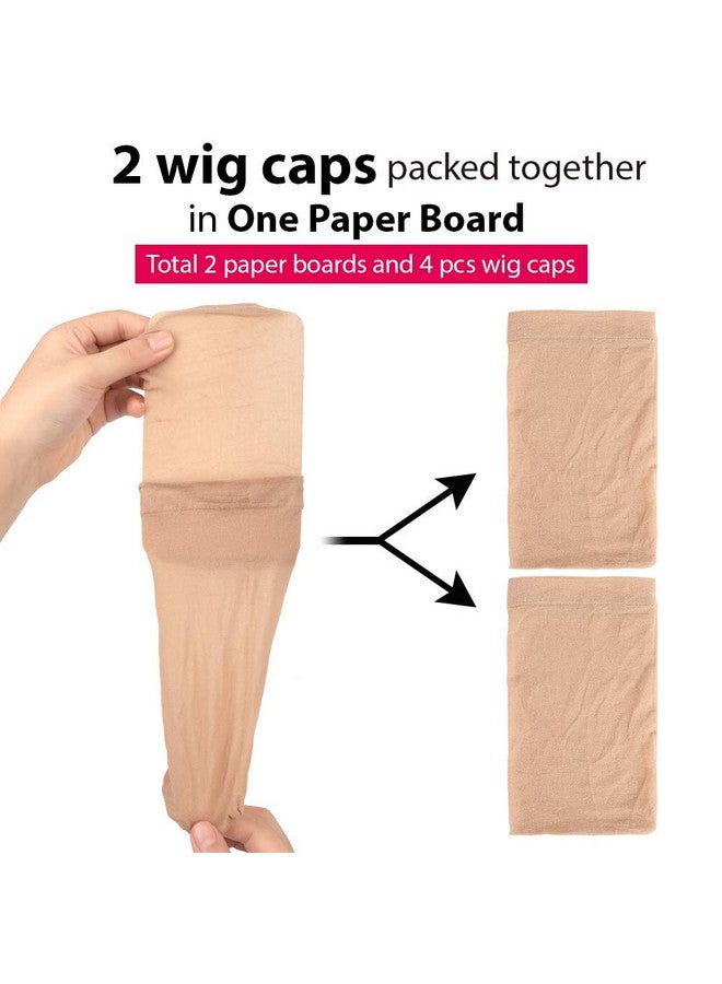 Fandamei 4 pieces Light Brown Stocking Wig Caps Stretchy Nylon Wig Caps for Women - Image 2