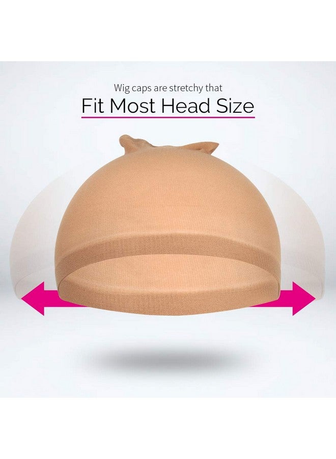 Fandamei 4 pieces Light Brown Stocking Wig Caps Stretchy Nylon Wig Caps for Women - Image 3