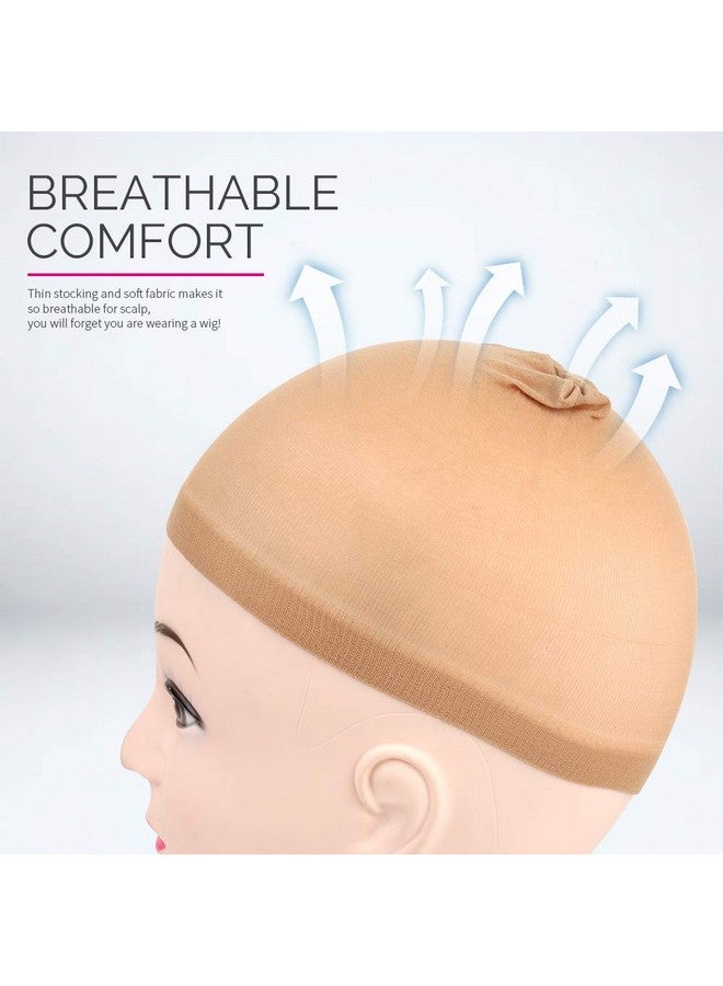 Fandamei 4 pieces Light Brown Stocking Wig Caps Stretchy Nylon Wig Caps for Women - Image 5