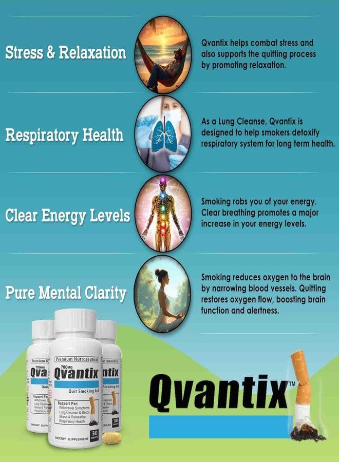 Vitamart Qvantix Quit Smoking Aid - Respiratory Health and Lung Detox for Smokers - Stop Smoking Aid That Works to Clear Lungs, Alleviate Cravings, Withdrawal Symptoms, and Promote Relaxation 30 Tablets - Image 2