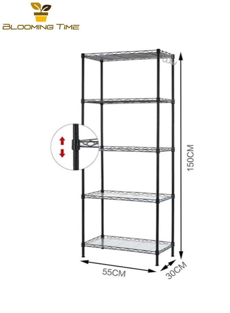 BLOOMING TIME 5-Layer Racks, Bathroom Racks, Kitchen Racks, Multi-Layer Storage Racks, Large Storage Space, Space-Saving, Racks (Black) 150x55x30CM - Image 3
