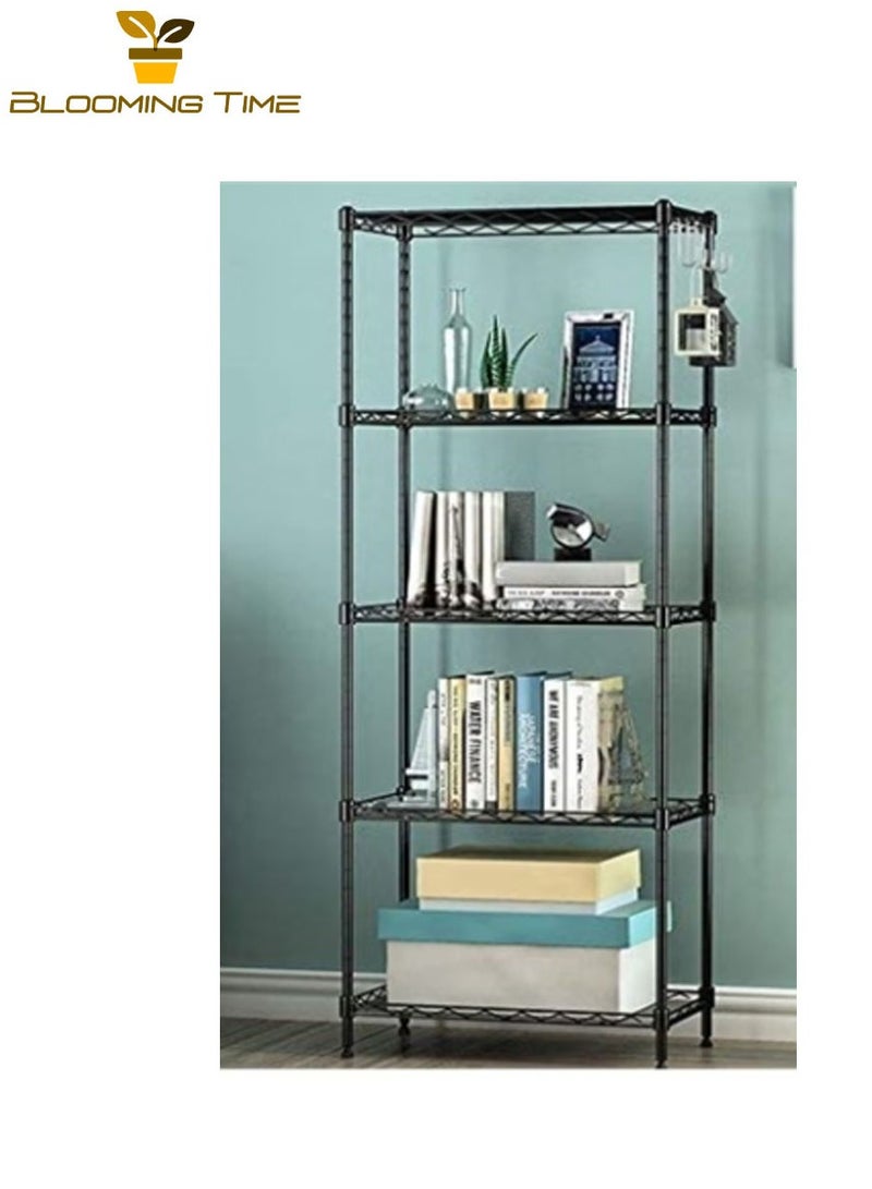 BLOOMING TIME 5-Layer Racks, Bathroom Racks, Kitchen Racks, Multi-Layer Storage Racks, Large Storage Space, Space-Saving, Racks (Black) 150x55x30CM - Image 5