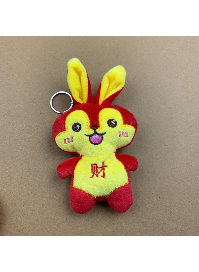 Year Of The Rabbit Mascot Plush Toy Guofeng Rabbit Master Doll Pendant Company Annual Meeting Zodiac Doll Wholesale-Specifications:3-Color:Red  - Image 1