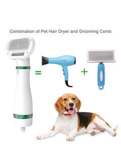 Pet Hair Dryer, 2 in 1 Dog Blow Dryer Pet Dryers for Dog Grooming with Slicker Brush, Dog Dryer with Adjustable 3 Temperatures Settings for Small and Medium Dogs and Cats