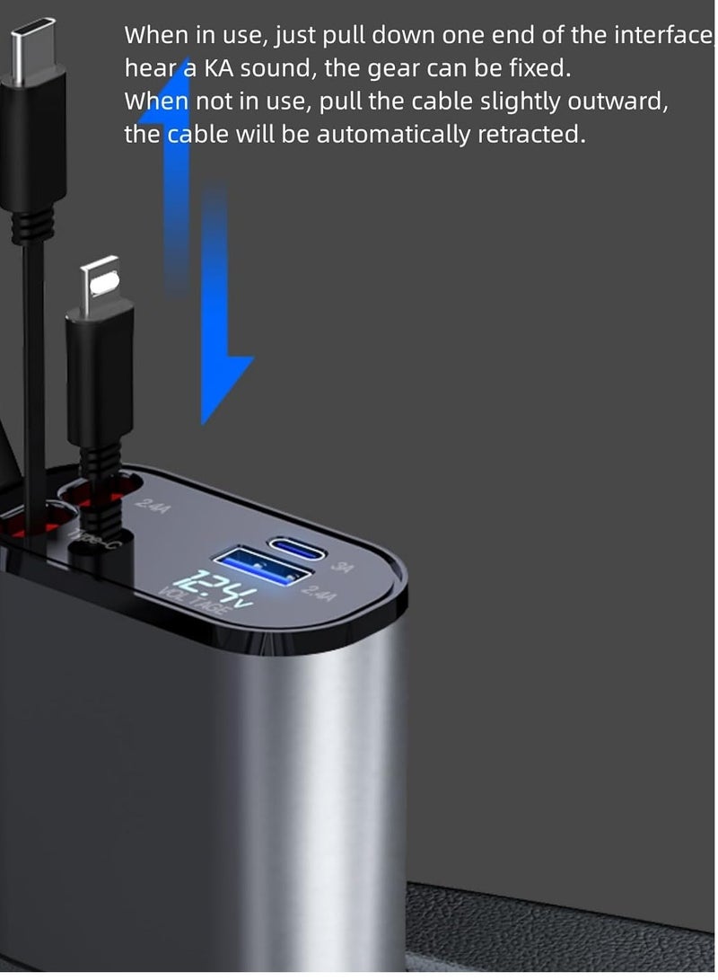 Fast Car Charger 4 Ports Car Charger Adapter Fast Charging Car Lighter Plug for iPhone Type C for iPhone, Samsung, Huawei  - Image 4