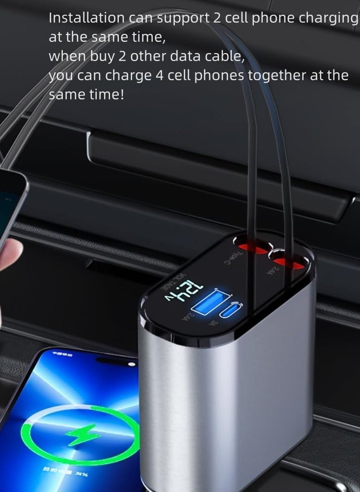 Fast Car Charger 4 Ports Car Charger Adapter Fast Charging Car Lighter Plug for iPhone Type C for iPhone, Samsung, Huawei  - Image 5