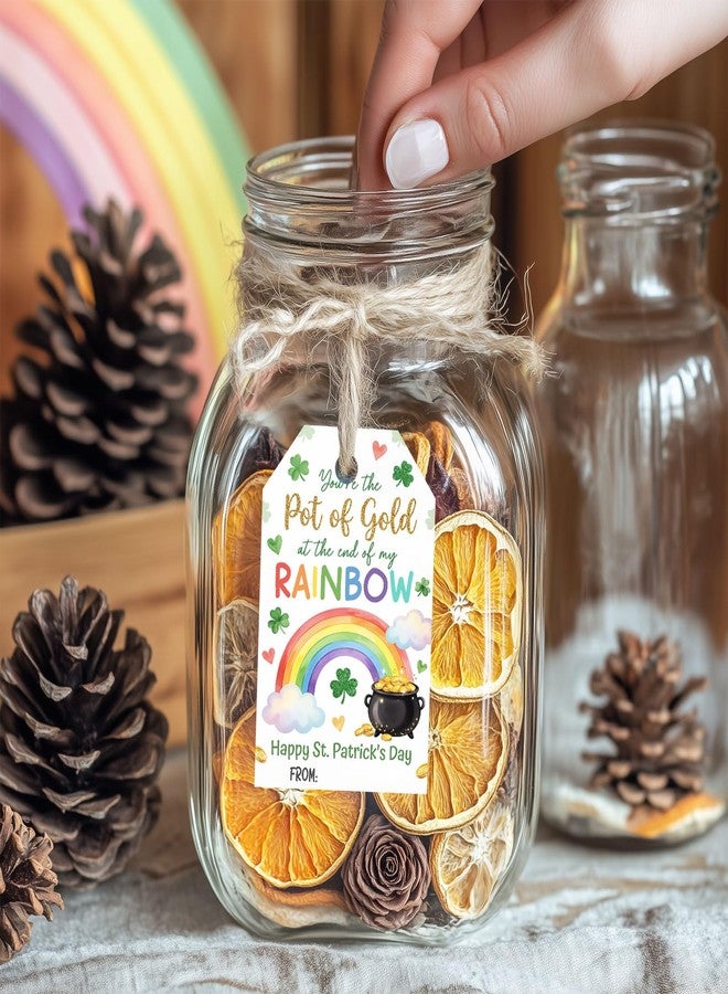 llyinglpdec St. Patrick’s Day Gift Tags with String, Rainbow Pot of Gold Hanging Tags, Irish Party Favor Tags for Treat Bags Gifts Classroom Exchange (St. Patrick’s Day) - Image 3