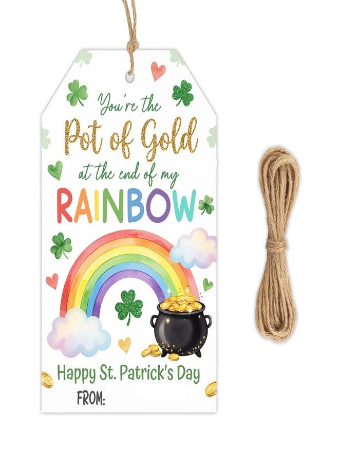 llyinglpdec St. Patrick’s Day Gift Tags with String, Rainbow Pot of Gold Hanging Tags, Irish Party Favor Tags for Treat Bags Gifts Classroom Exchange (St. Patrick’s Day) - Image 1
