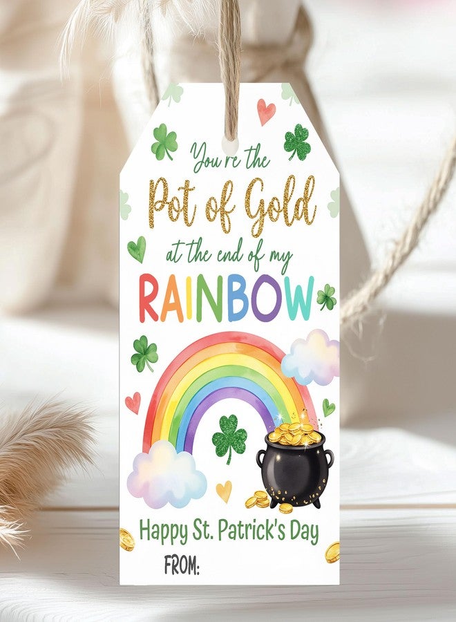 llyinglpdec St. Patrick’s Day Gift Tags with String, Rainbow Pot of Gold Hanging Tags, Irish Party Favor Tags for Treat Bags Gifts Classroom Exchange (St. Patrick’s Day) - Image 4