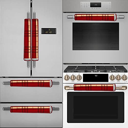 E-Retailer® Waterproof PVC 3-Layered Fridge Handle Cover Set of 2Pcs. For Refrigerator and Microwave oven (Color-Red Stripes, Size-12x6 Inch) - Image 3
