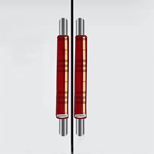 E-Retailer® Waterproof PVC 3-Layered Fridge Handle Cover Set of 2Pcs. For Refrigerator and Microwave oven (Color-Red Stripes, Size-12x6 Inch) - Image 1