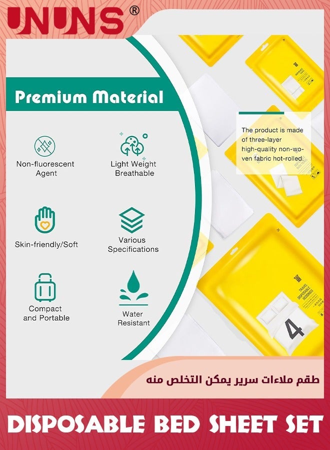UNUNS 8 PCS Disposable Bed Sheets Travel For Hotel,Disposable Bedding Soft Breathable Cover,Bed Sheet,Pillowcase,Towel Set Trips,Hotels,Spa,Camping,Overnight Stay - Image 2