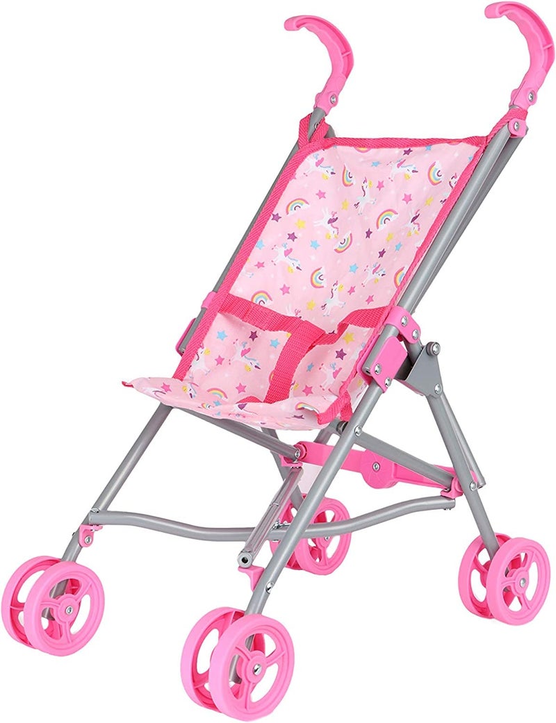 Dream Collection, Doll Stroller - Metal Fold Up and Down Umbrella Stroller for Realistic Pretend Play, Pink - 23â€ - Image 1