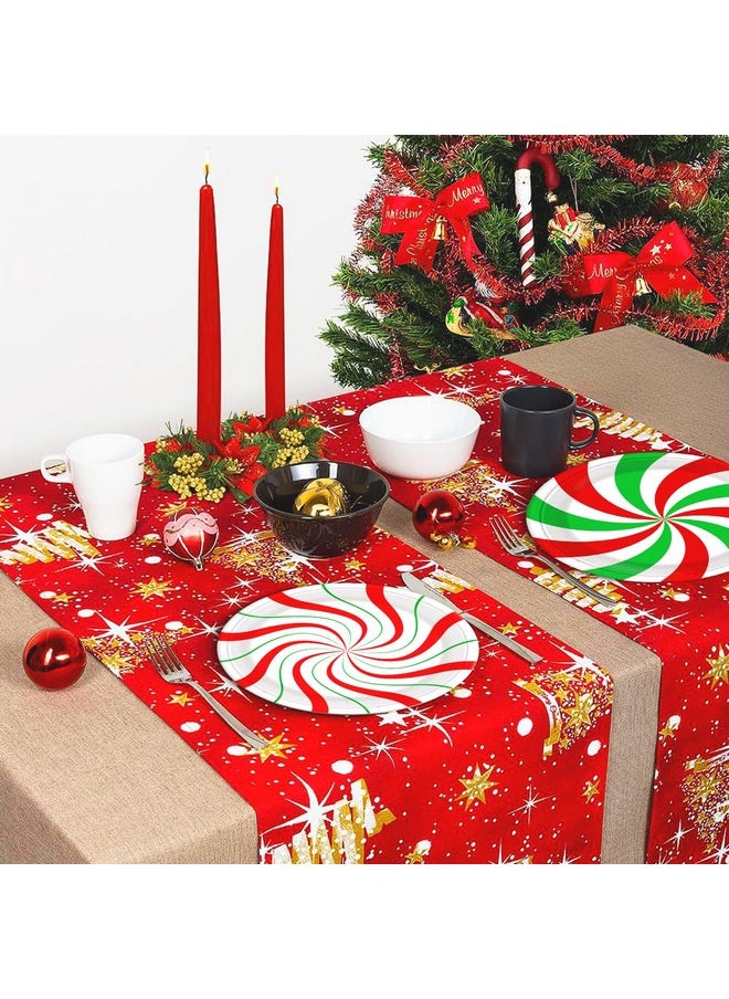 FZR Legend - 60 Christmas Candy Party Paper Plates, 7 Inch Red White And Green Striped Xmas Theme Disposable Dessert Cake Plates Dinnerware For Christmas Holiday Supplies Decorations - Image 1
