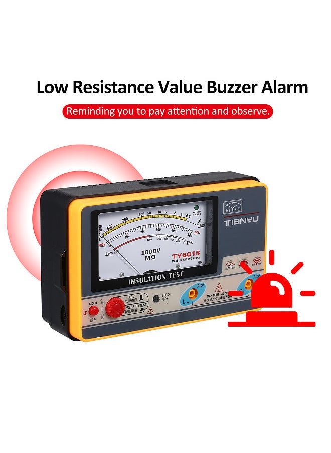 Generic - Insulation Resistance Meter Digital Ohmmeter Handheld Insulation Tester Megameter 0-2000MΩ 1000V High Accuracy Megohmmeter Insulation Measurement Instrument - Image 1