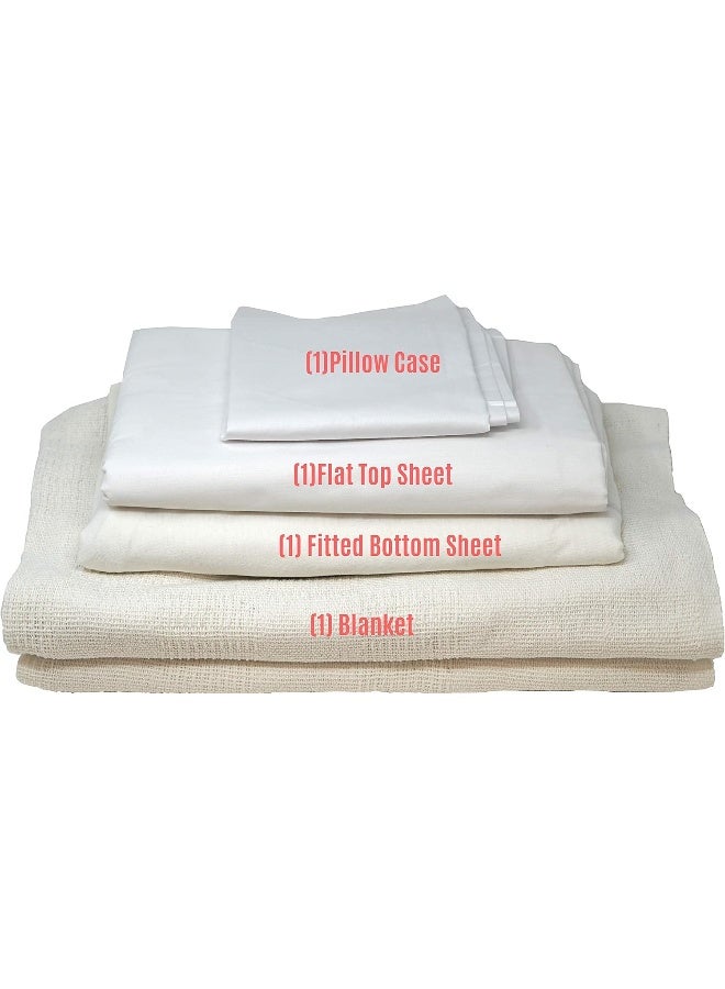 Careoutfit Careoutfit All in One Hospital Bed in a Bag, Top Sheet, Bottom Sheet, Pillow Case and Blanket, White Premium  - Image 3