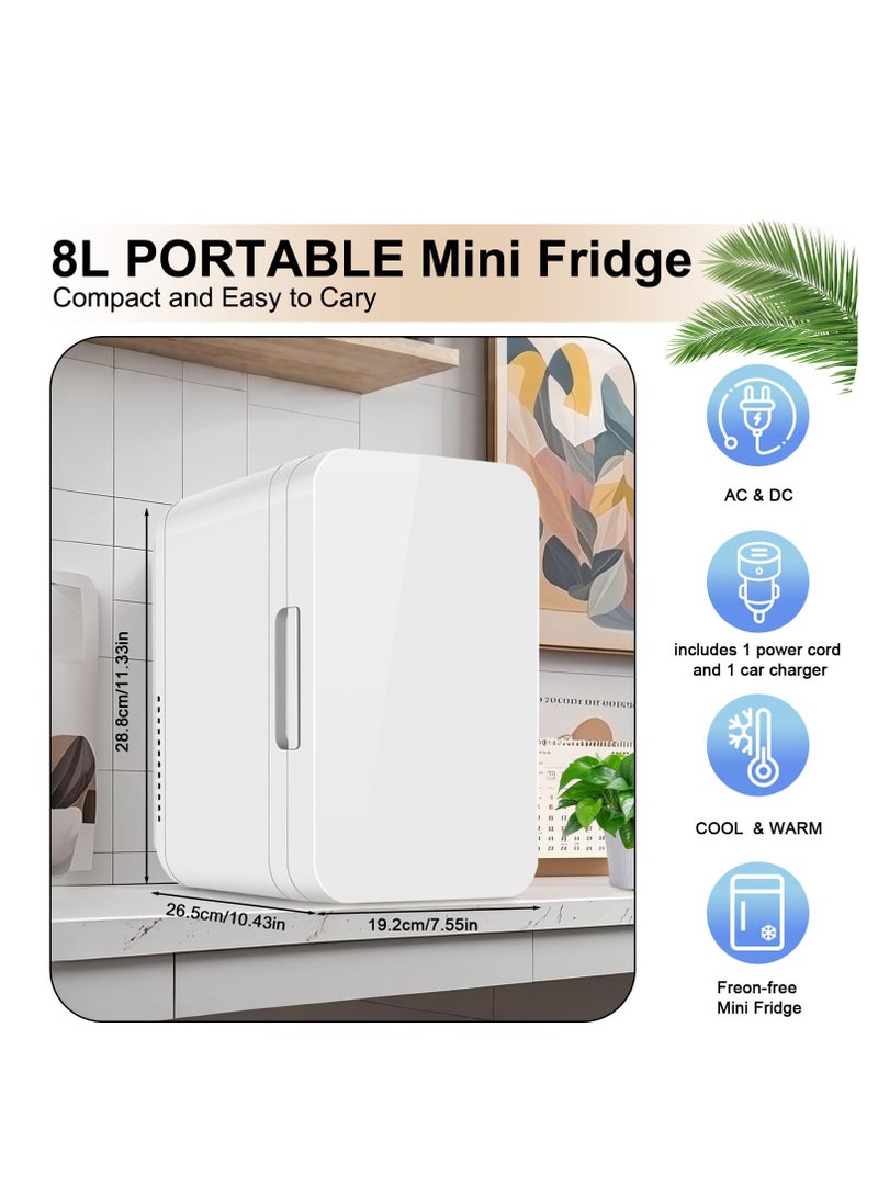 زيريفام ثلاجة زيرفام الصغيرة ، ثلاجة صغيرة بيضاء مريحة ، مع مساحة 8 لترات لكل من الاستخدام الساخن والبارد ، مناسبة لمنتجات العناية بالبشرة ، حليب الأم ، الأغذية والمشروبات ، ويمكن استخدامها في غرف النوم / المكاتب / السيارات / المنازل ، مدمجة وعملية - Image 1