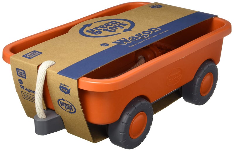 Green Toys Wagon, Orange CB - Pretend Play, Motor Skills, Kids Outdoor Toy Vehicle. No BPA, phthalates, PVC. Dishwasher Safe, Recycled Plastic, Made in USA. - Image 3