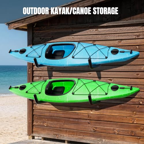 NIMBLERACK 4 Pack Kayak Wall Mount Rack, Heavy Duty 120 LBS Garage Storage Hooks, 15 Inch Wide Utility Hangers for Canoe, SUP, Surfboard, Ladders, Lumber & Tools (Black) - Image 2