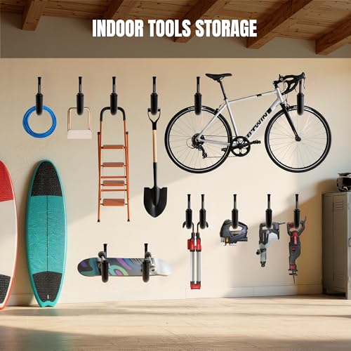 NIMBLERACK 4 Pack Kayak Wall Mount Rack, Heavy Duty 120 LBS Garage Storage Hooks, 15 Inch Wide Utility Hangers for Canoe, SUP, Surfboard, Ladders, Lumber & Tools (Black) - Image 3