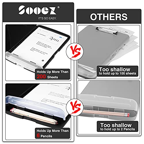 Sooez Clipboard with Storage, High Capacity Nursing Clip Board 8.5 x 11 with Pen Holder & Low Profile Clip, Plastic Clipboards Case Box, Teacher Must Haves School Office Supplies,Letter Size/ A4 - Image 2