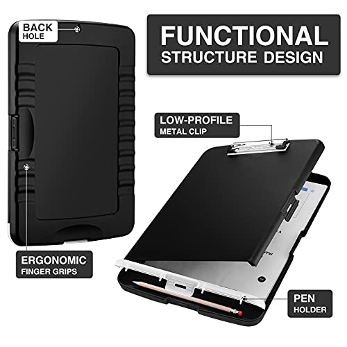 Sooez Clipboard with Storage, High Capacity Nursing Clip Board 8.5 x 11 with Pen Holder & Low Profile Clip, Plastic Clipboards Case Box, Teacher Must Haves School Office Supplies,Letter Size/ A4 - Image 4