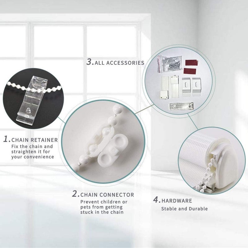 SMONTER Luckup Easy to Install Roller Blinds with Accessories Fabric White 55cm x 150cm - Image 3