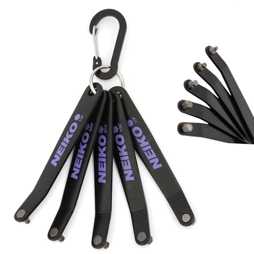NEIKO 01320A Ultra Low Profile Offset Screwdriver Hex Set 5 Pc Heavy Duty S2 Steel Construction SAE 10mm Bit Depth Angled Hex Bit Bent Screwdriver for Tight Spaces Allen Wrench Keychain - Image 1