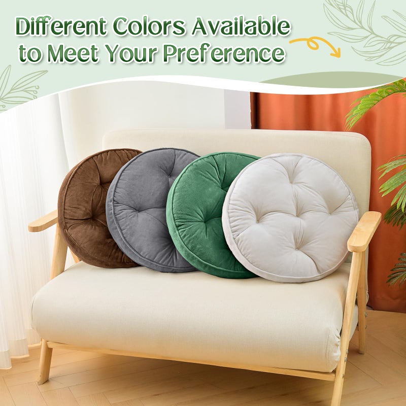 1 MIDDLE ONE Floor Pillow Set of 2, Memory Foam Meditation Cushion, Floor Cushions for Adults Sitting, Large Round Seat Cushions for Yoga, Living Room, 20x20 Inch (Round | Green) - Image 5