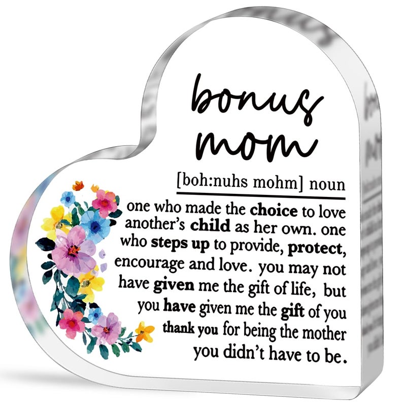 TuSuQing Bonus Mom Gifts for Mom Stepmother Birthday Christmas Gifts for Mother Stepmom Best Ever Bonus Mom Definition Decorative Signs & Plaques - Image 1