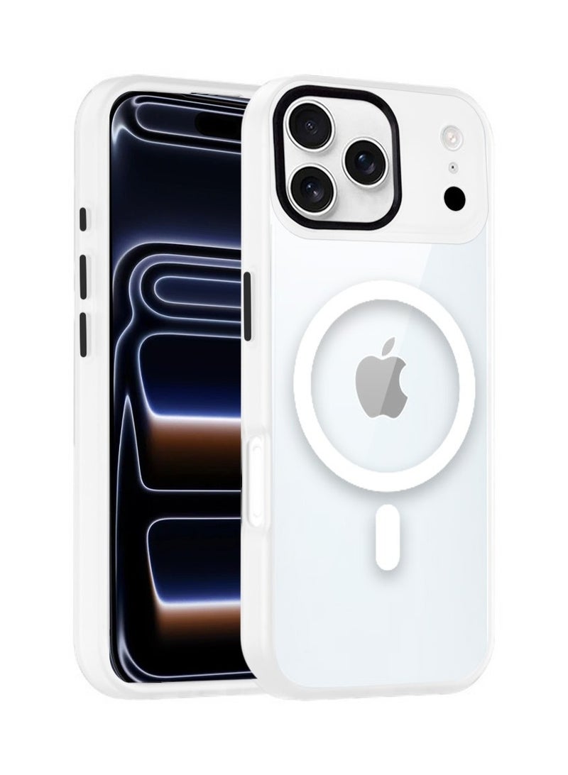Techie حافظة آبل آيفون 17 برو ماكس ماغسيف - غطاء شفاف مضاد للصدمات، خلفية صلبة من الأكريليك المضاد للاصفرار مع TPU + PC، متوافقة مع الشحن اللاسلكي - أبيض - Image 1