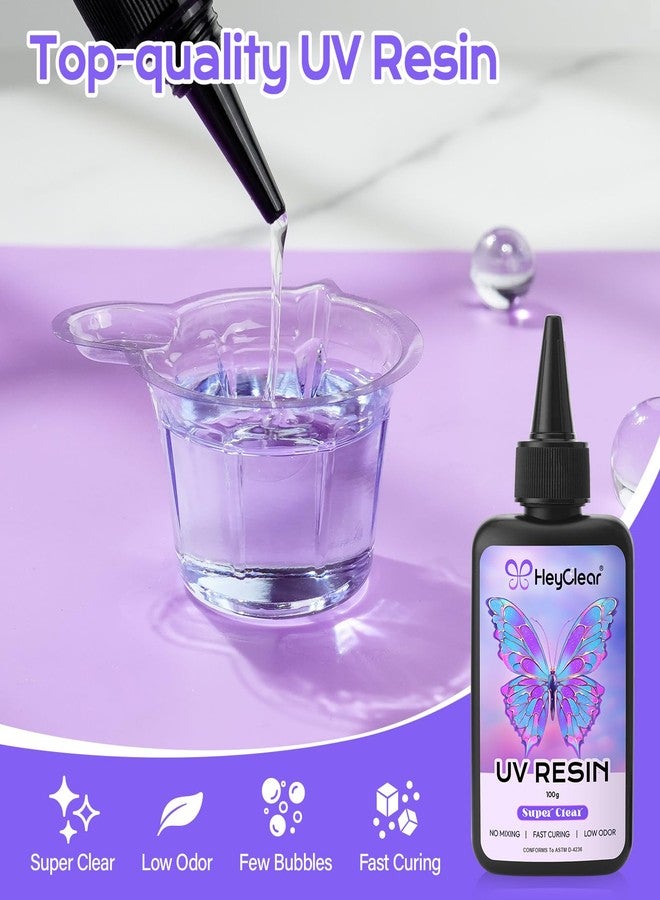 HeyClear UV Resin Kit 200g with UV Light, Molds and Casting Tools -Super Clear, Hard, Low Odor, Premixed and Fast Curing for Coating, Jewelry Making, DIY Craft Decorations - Image 3