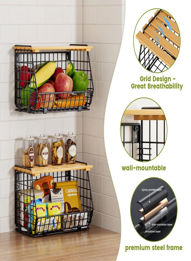 GGIU Wire Fruit Basket for Kitchen Storage: Hanging Fruit Basket for Kitchen Stackable Counter Basket for Vegetable Produce - Counter Potato and Onion Storage for Pantry 3 Pack - Image 4