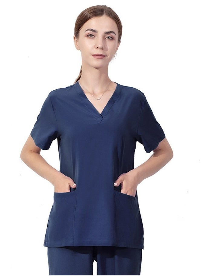 Loquat V-Neck Medical Uniform Scrubs Top for Women Workwear Soft Comfty Easy Care Navy Blue  - Image 1