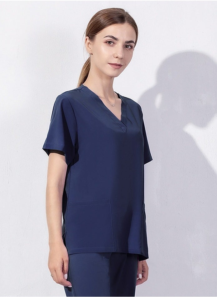 Loquat V-Neck Medical Uniform Scrubs Top for Women Workwear Soft Comfty Easy Care Navy Blue  - Image 2